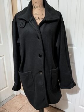Roaman's Classic Black Women's Fleece Coat